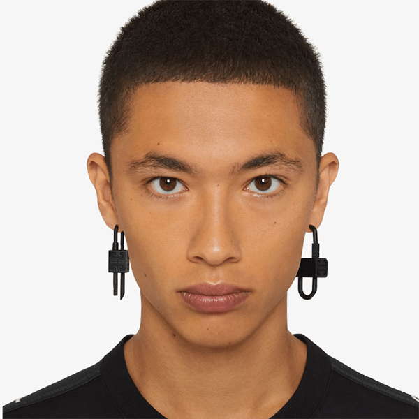 Lock asymmetrical earrings